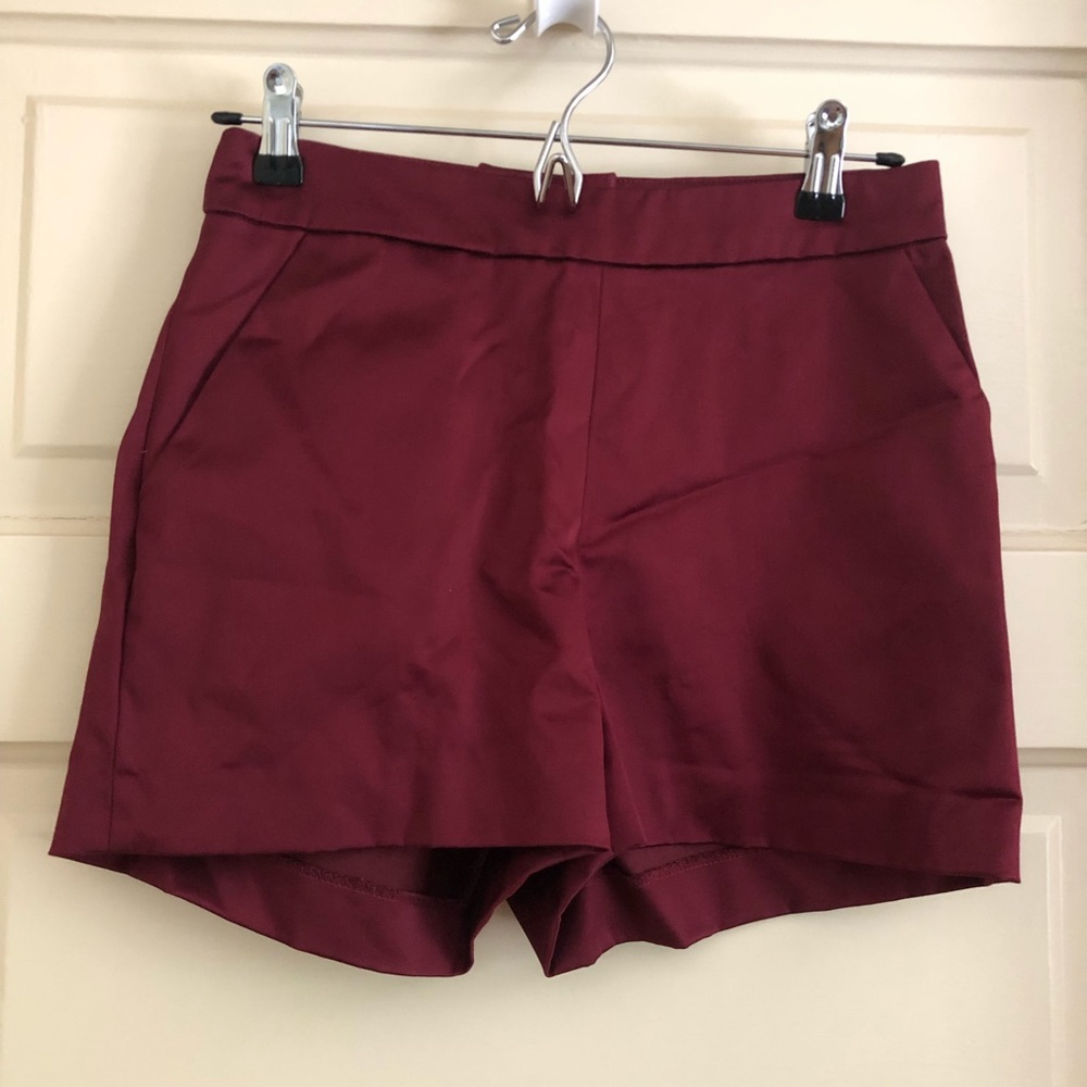 Chloe Dao high waist burgundy wine red shorts